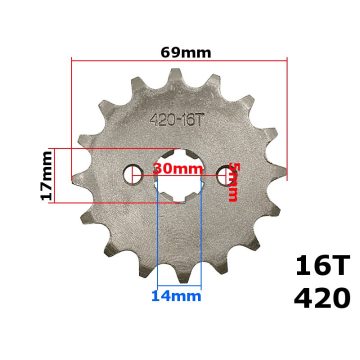 Lánckerék 420-as 16T 17/14mm