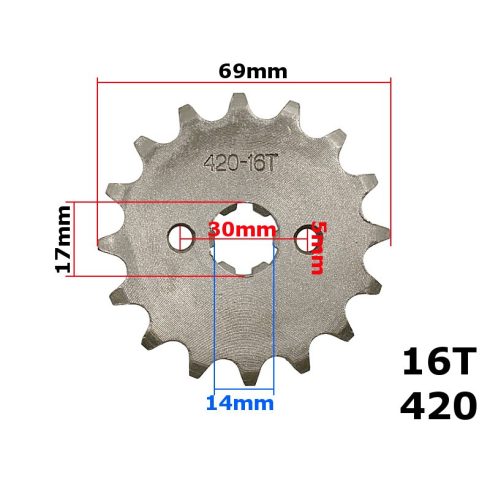 Lánckerék 420-as 16T 17/14mm