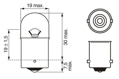 Izzó 12V 10W fehér BA15S IC